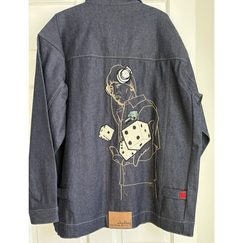 Vtg God Body 2pc Denim Set XL Jacket & Baggy Jeans Y2K Hip Hop Dice Graphic | 36